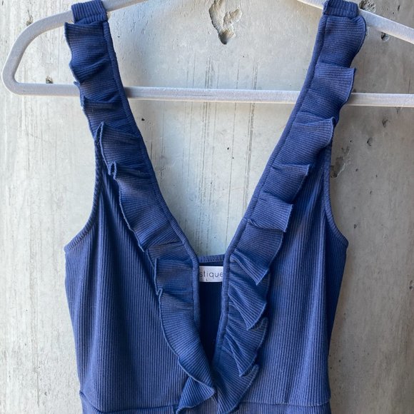 Vestique | Navy - Deep V Body Suit | Size: Large - Picture 4 of 5